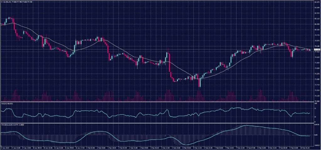 US Crude Chart on 10 February 2023